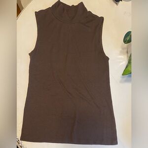 Croft & Barrow Brown Fitted Sleeveless Mock Neck Top
